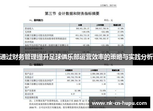通过财务管理提升足球俱乐部运营效率的策略与实践分析